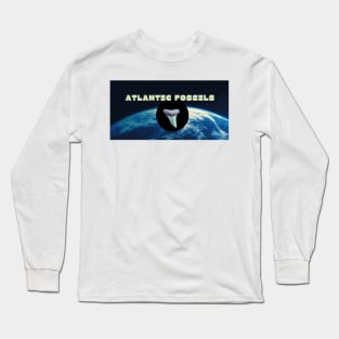 Earth's Black Hole Nautical Light Blue Atlantic Fossils Shark Tooth Print Long Sleeve T-Shirt